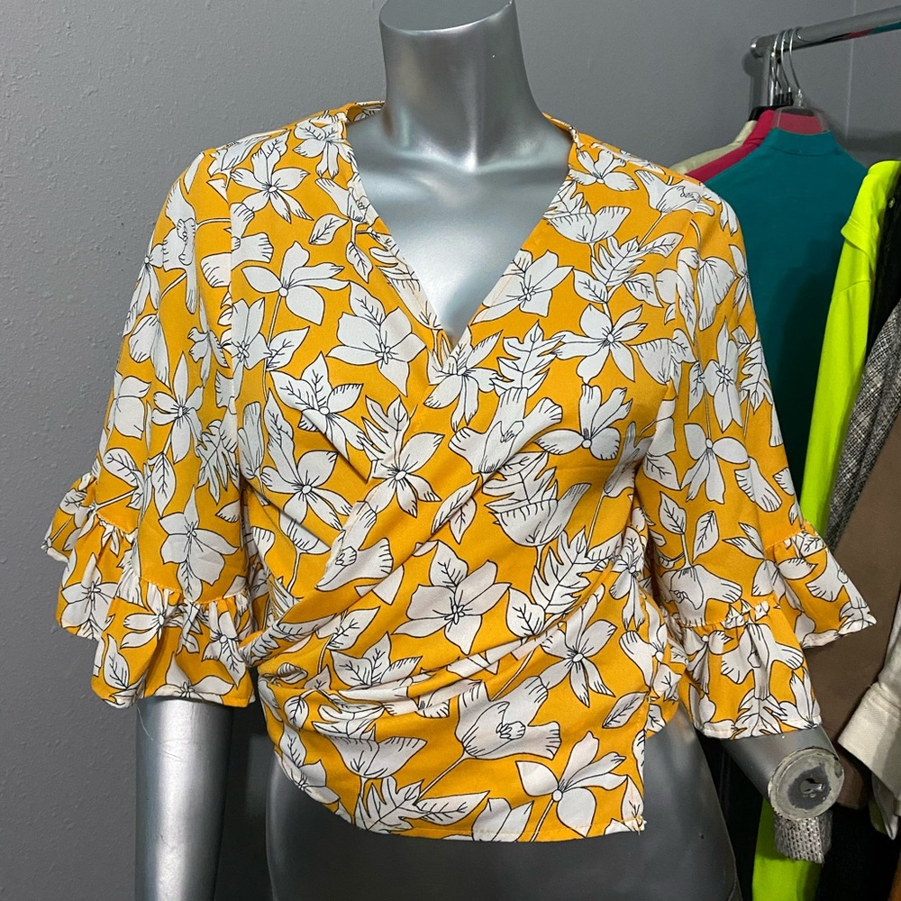 A True Destiny Yellow Wrap Shirt